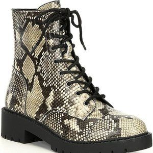 Chelsea & Violet War Snake Print Combat Block Heel